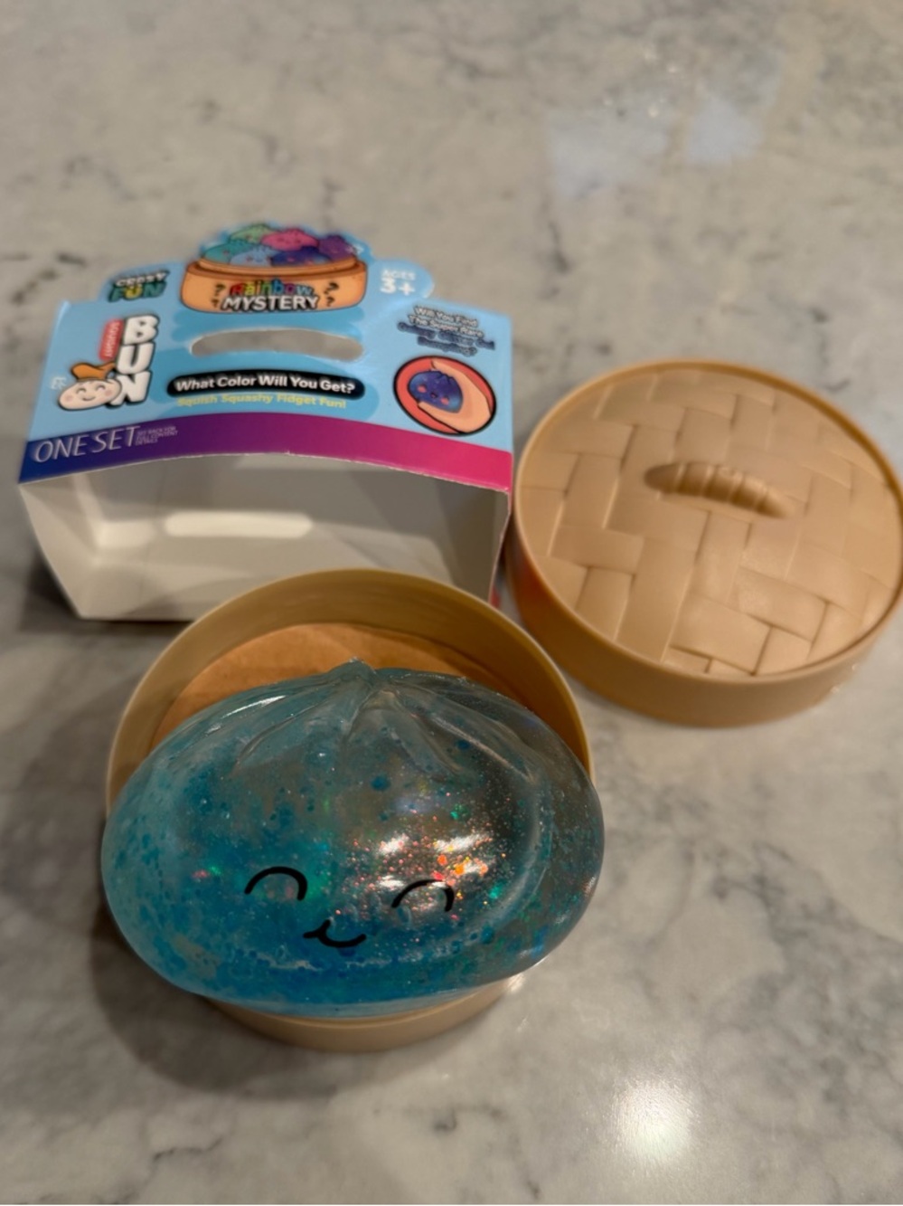 Crazy Fun Authentic Blue Glitter Squishy Dumpling Toy NEW but opened